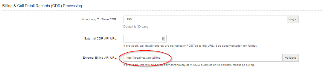 External Billing API URL Documentation